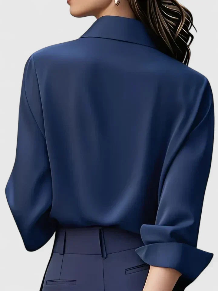 Damen Satin-Langarmbluse – elegante Bürobluse