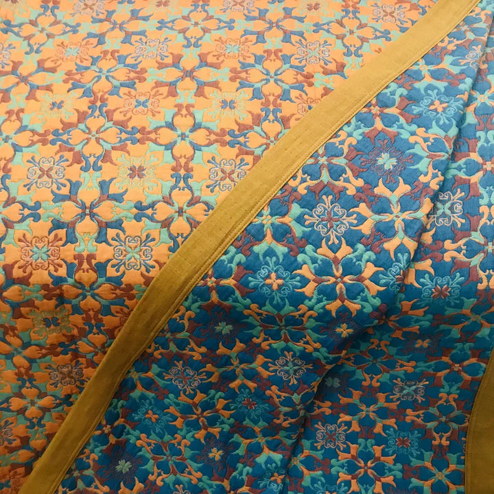 Baumwoll-Steppdecke mit blauem Muster - Florencia