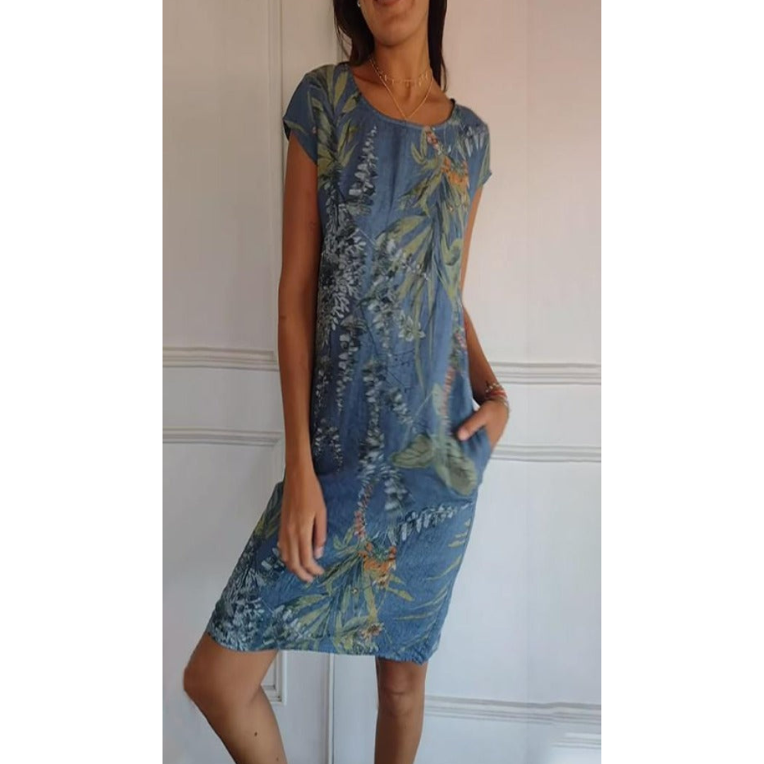 Bequemes Kleid mit Rundhalsausschnitt