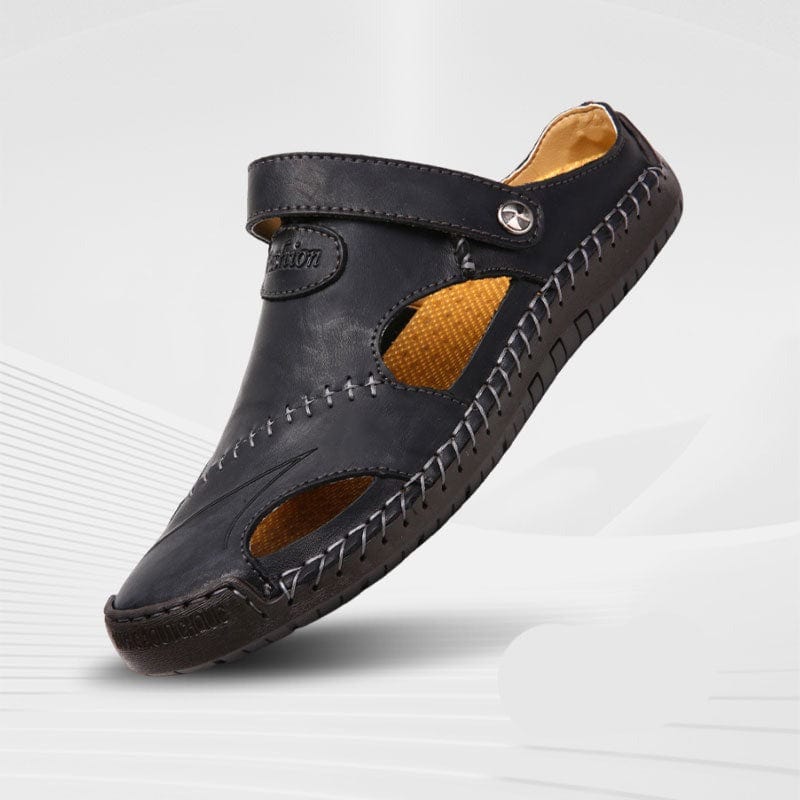 Herren-Ledersandalen mit verstellbarem Klettverschluss