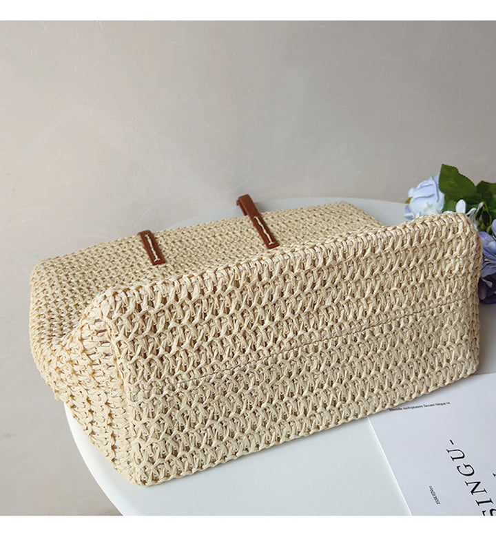 Geflochtene Korbtasche mit Ledergriffen – SummerBreeze Tasche