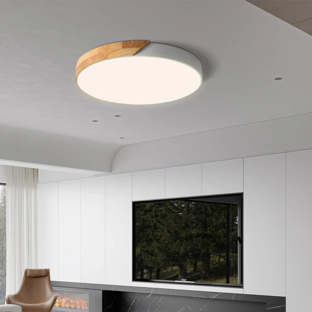 Delos Scandi-Holz-Deckenleuchte | Natürliche LED-Designleuchte