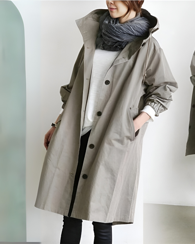 Klassischer Trenchcoat mit Kapuze