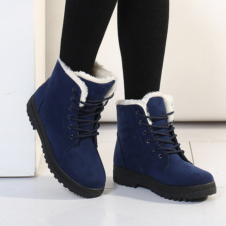 Hohe Schneestiefel für Damen mit Schnürung und warmem Wollfutter