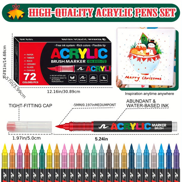 72 Acrylstifte in 72 Farben – Perfekt für kreatives Malen auf verschiedenen Oberflächen