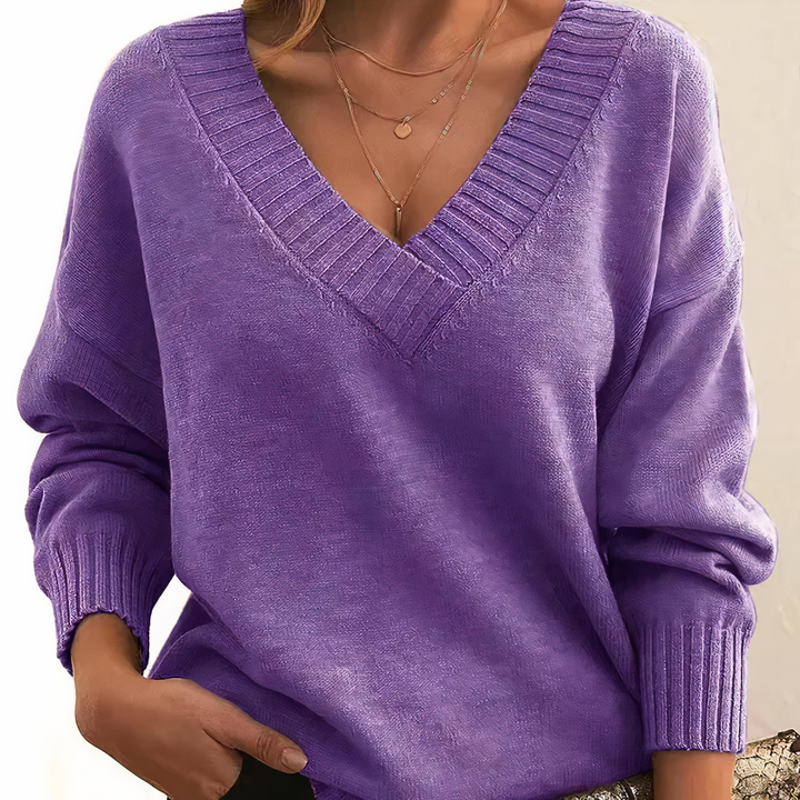 Kaschmir-Damenpullover mit V-Ausschnitt – Amira