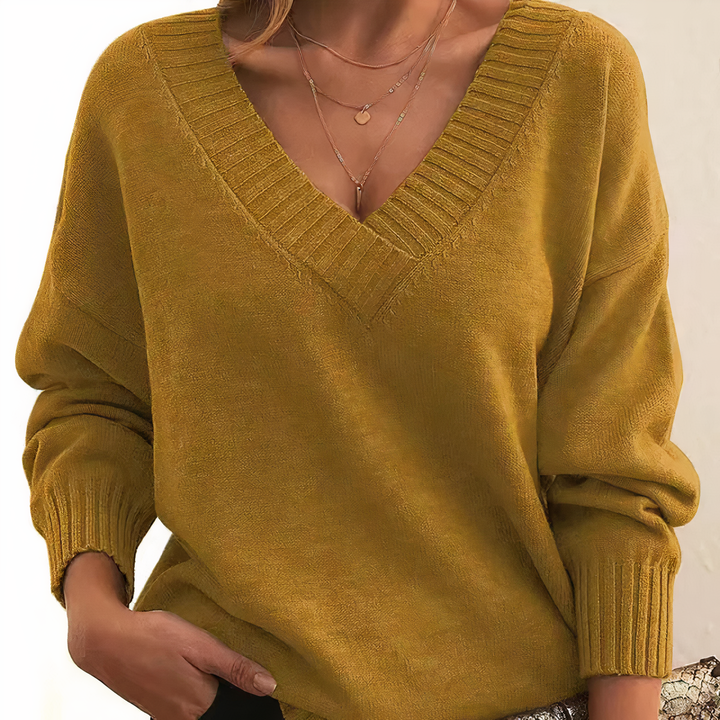 Kaschmir-Damenpullover mit V-Ausschnitt – Amira