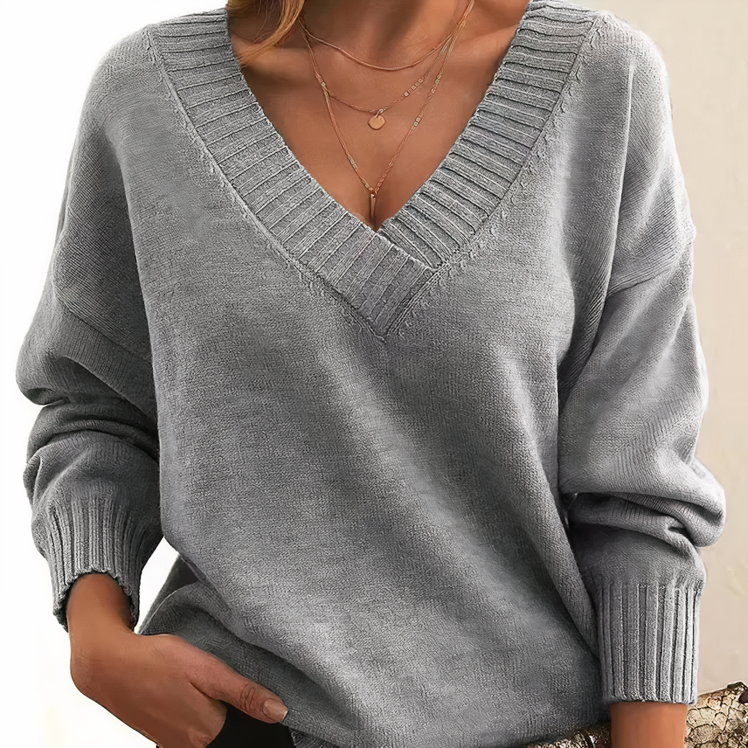 Kaschmir-Damenpullover mit V-Ausschnitt – Amira