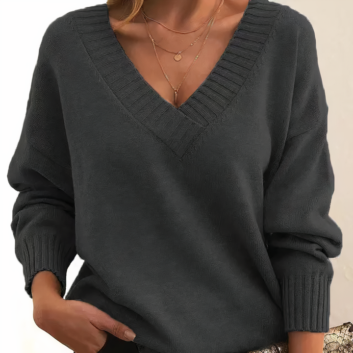 Kaschmir-Damenpullover mit V-Ausschnitt – Amira