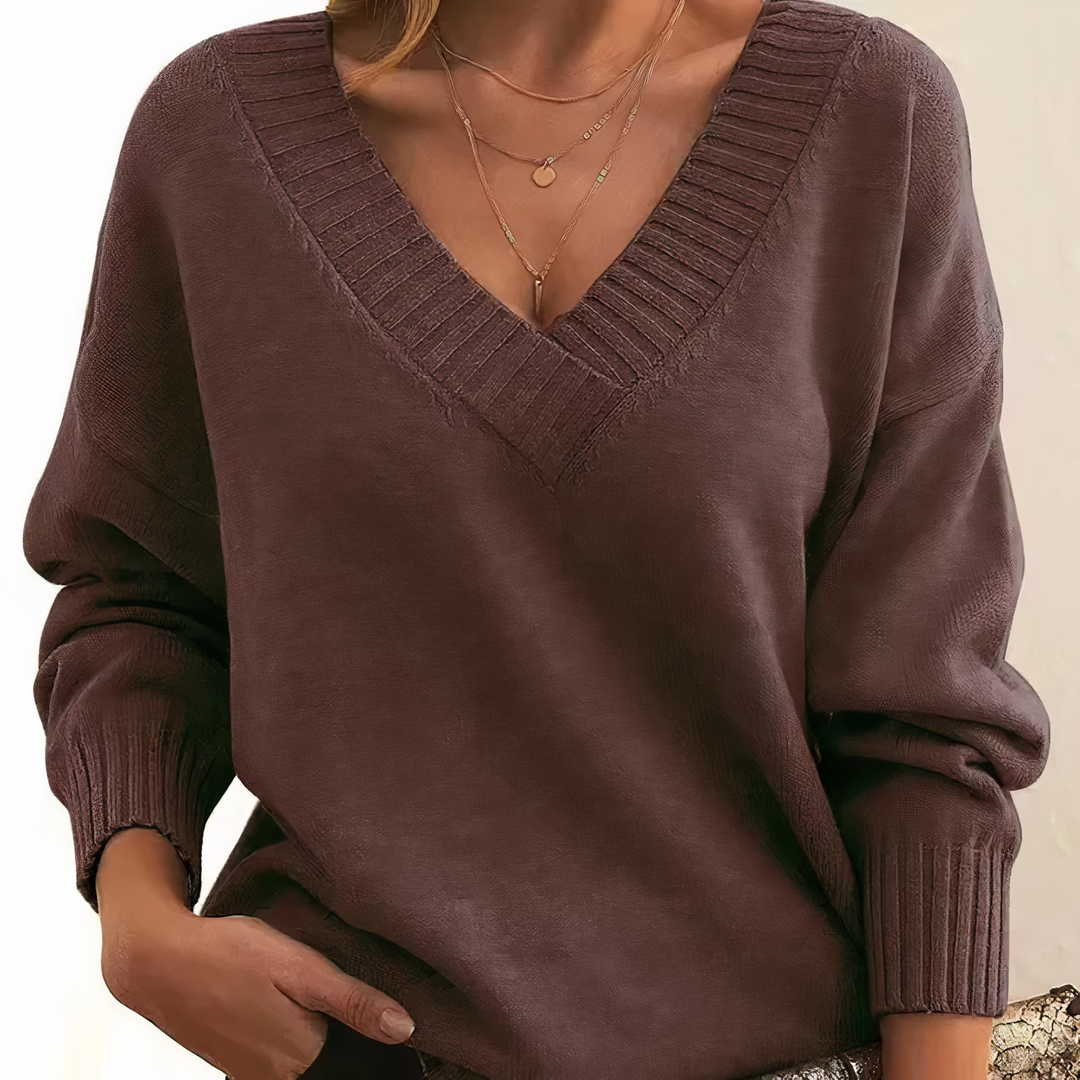 Kaschmir-Damenpullover mit V-Ausschnitt – Amira