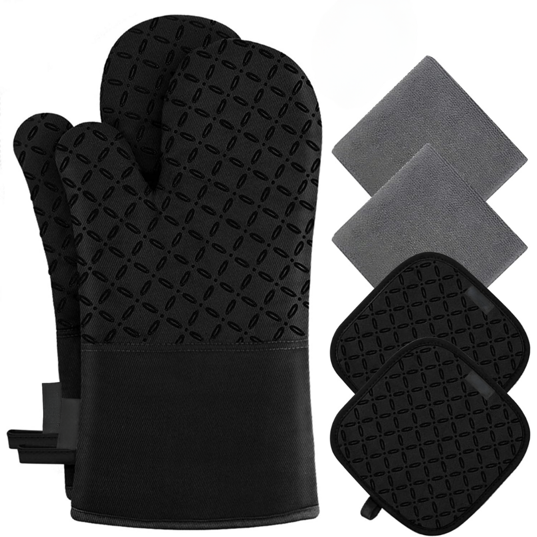 6-teiliges Set hitzebeständiger Ofenhandschuhe und Topflappen