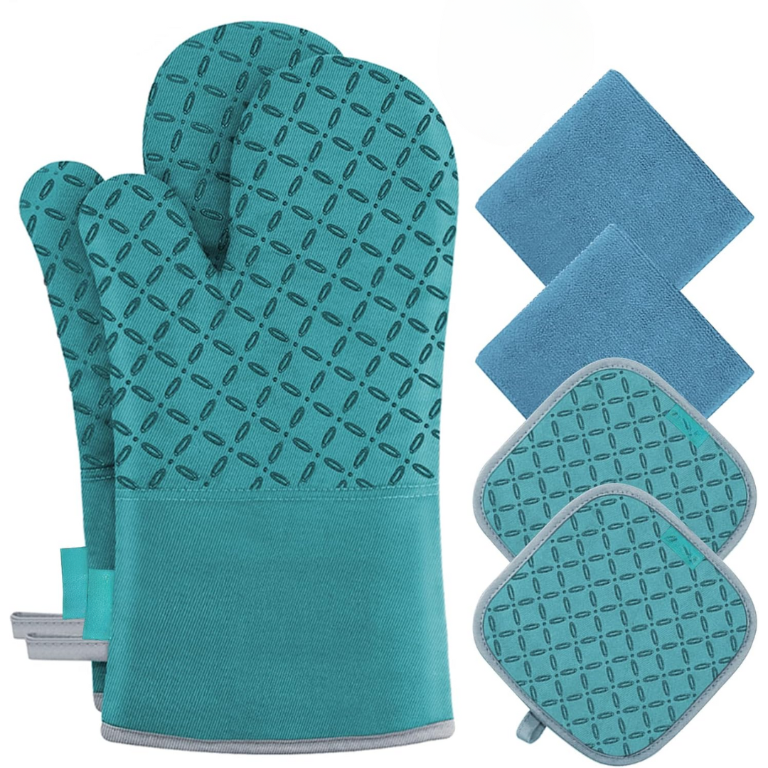 6-teiliges Set hitzebeständiger Ofenhandschuhe und Topflappen