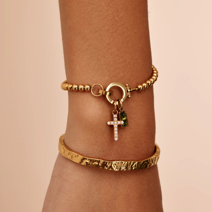 Nova-Perlen-Geburtssteinarmband mit Kreuzanhänger