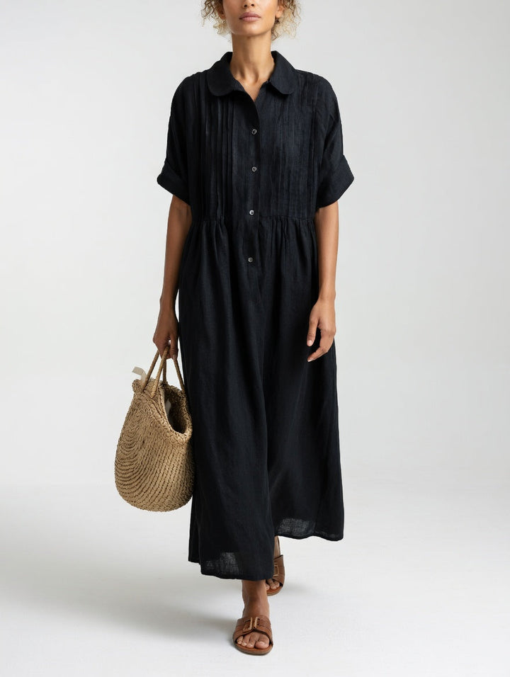 Lässiges Maxi-Hemdkleid aus Baumwolle mit Knopfleiste und kurzen Ärmeln