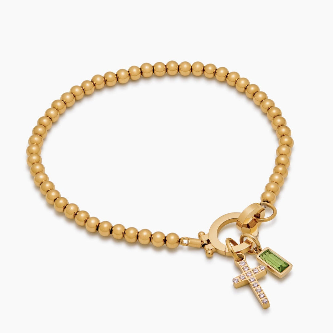 Nova-Perlen-Geburtssteinarmband mit Kreuzanhänger