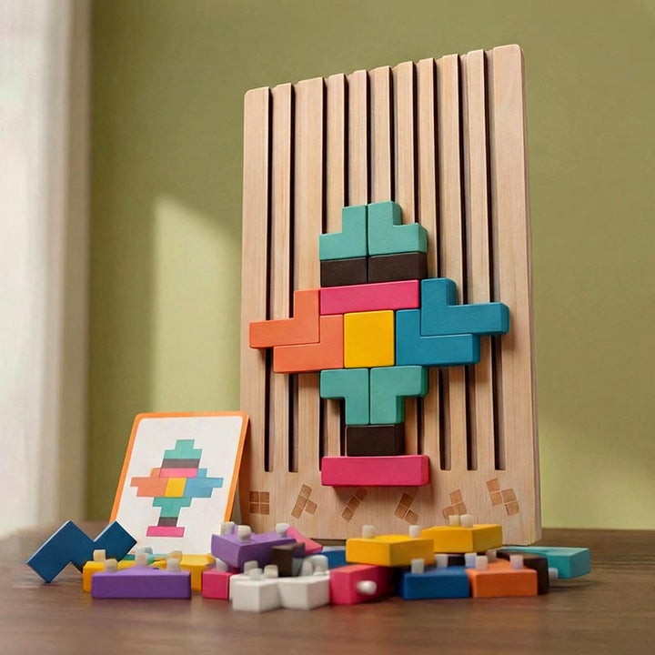 Holz-Tetris-Puzzlespiel - Gehirnrätsel, das mit Ihrem Kind mitwächst