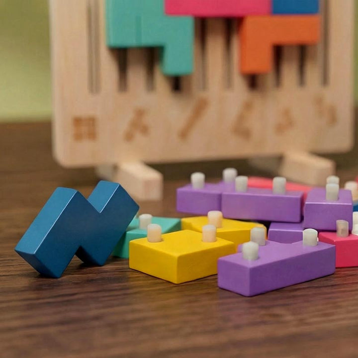 Holz-Tetris-Puzzlespiel - Gehirnrätsel, das mit Ihrem Kind mitwächst