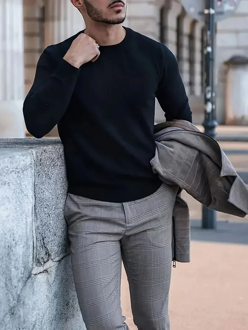Oliver Strickpullover Herren mit Rundhals aus Baumwollmischung