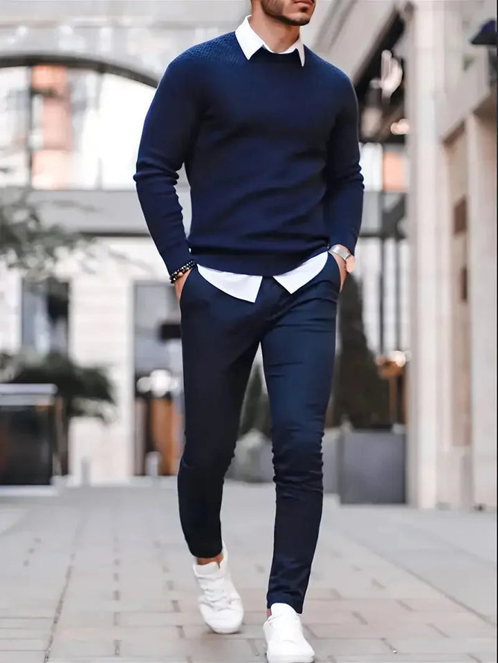 Oliver Strickpullover Herren mit Rundhals aus Baumwollmischung