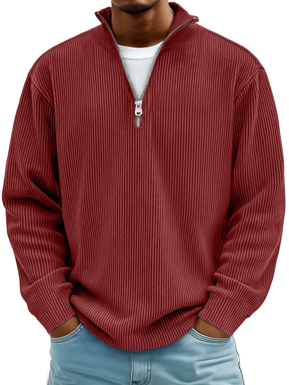 Half-Zip-Pullover mit lockerer Passform und strapazierfähigem Strick