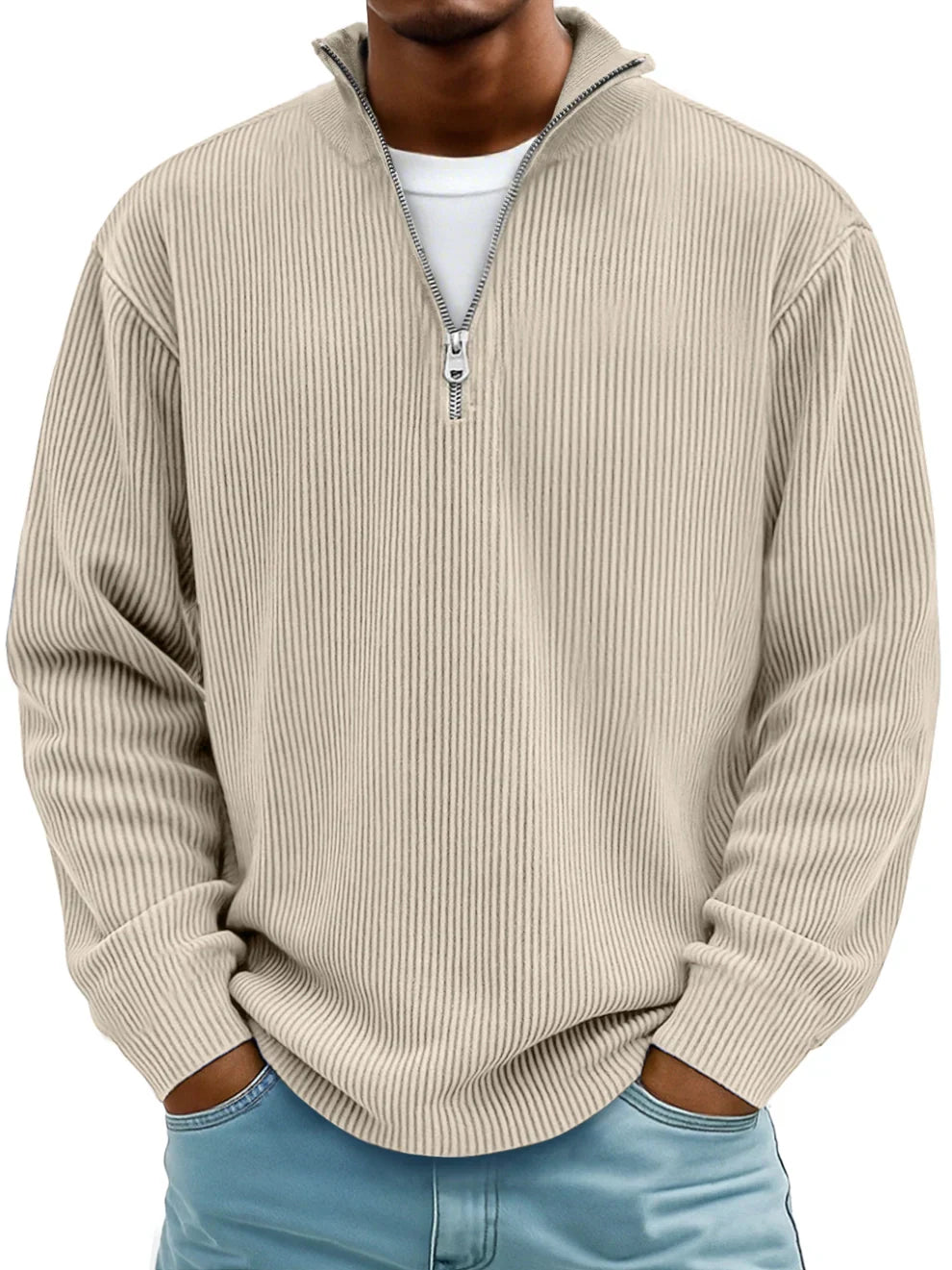 Half-Zip-Pullover mit lockerer Passform und strapazierfähigem Strick