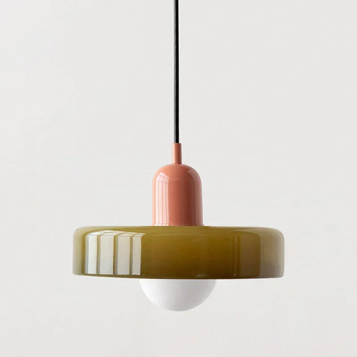 Bauhaus Buntglas-Pendelleuchte