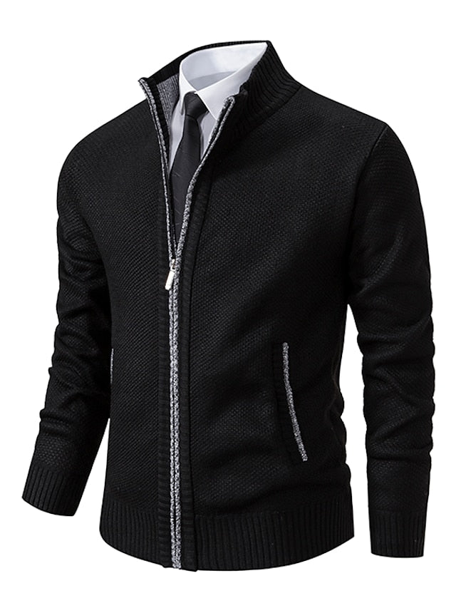 Herren-Cardigan mit Reißverschluss | Warm und bequem, normale Passform