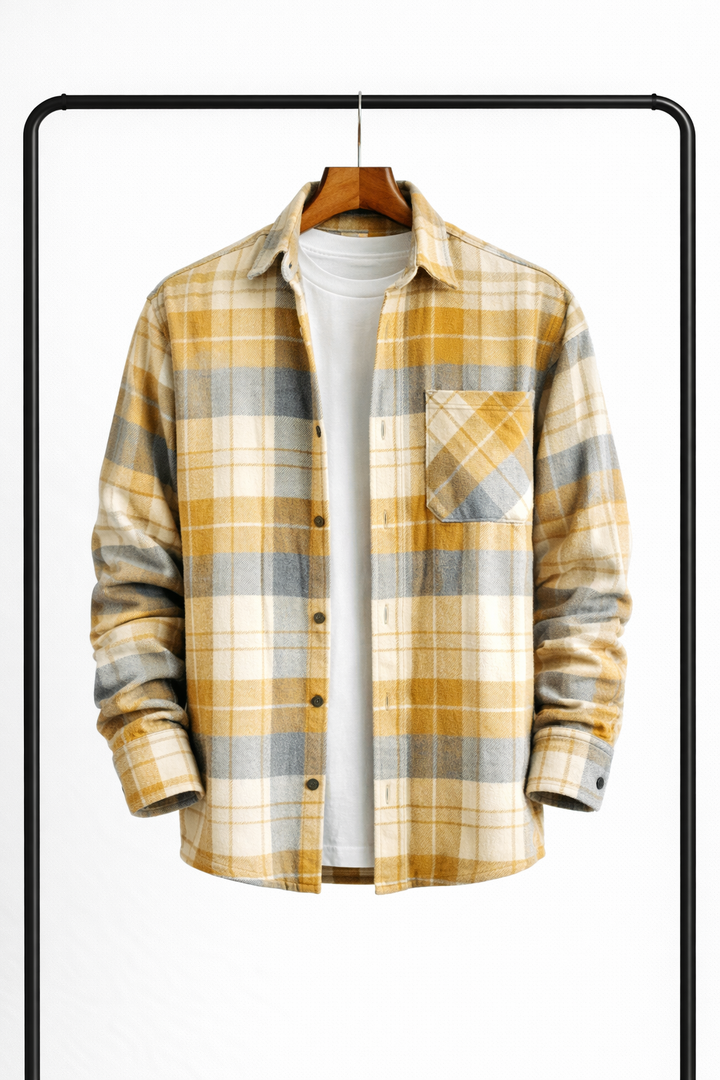 Klassisches kariertes Herren-Übershirt – warme, bequeme Zwischenschicht-Hemdjacke
