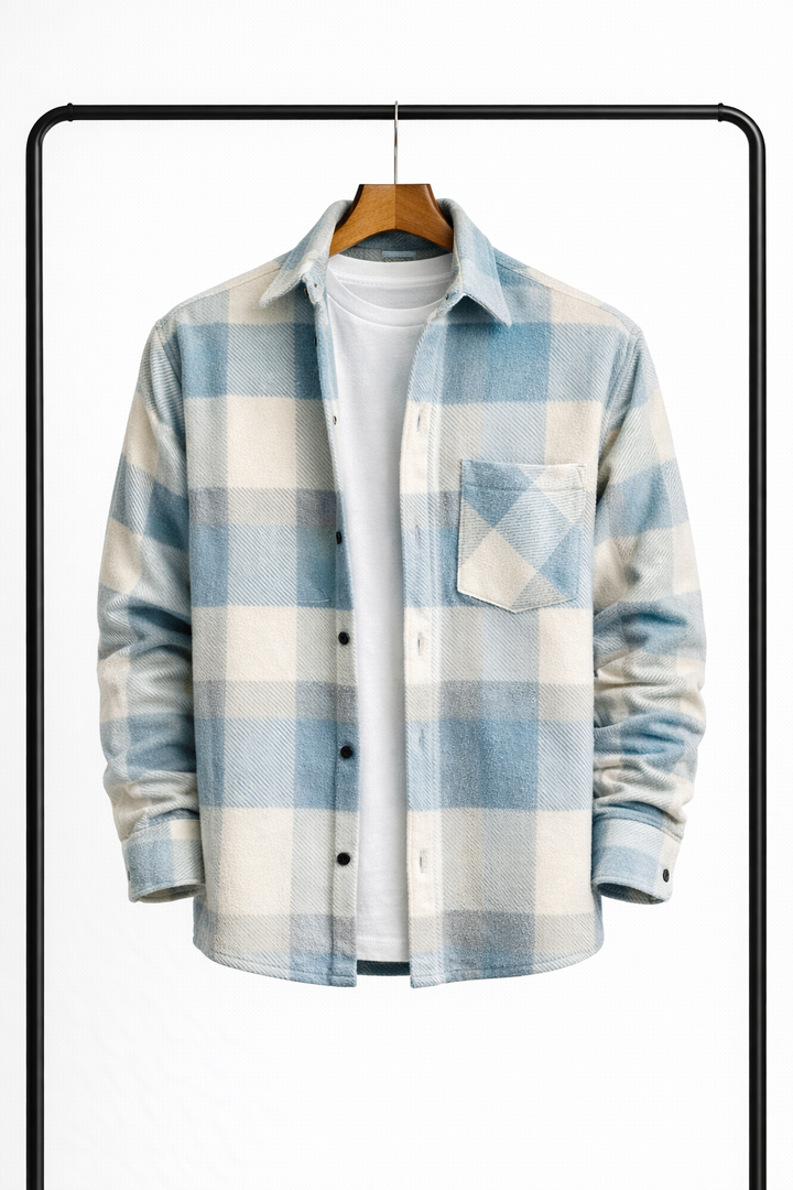 Klassisches kariertes Herren-Übershirt – warme, bequeme Zwischenschicht-Hemdjacke