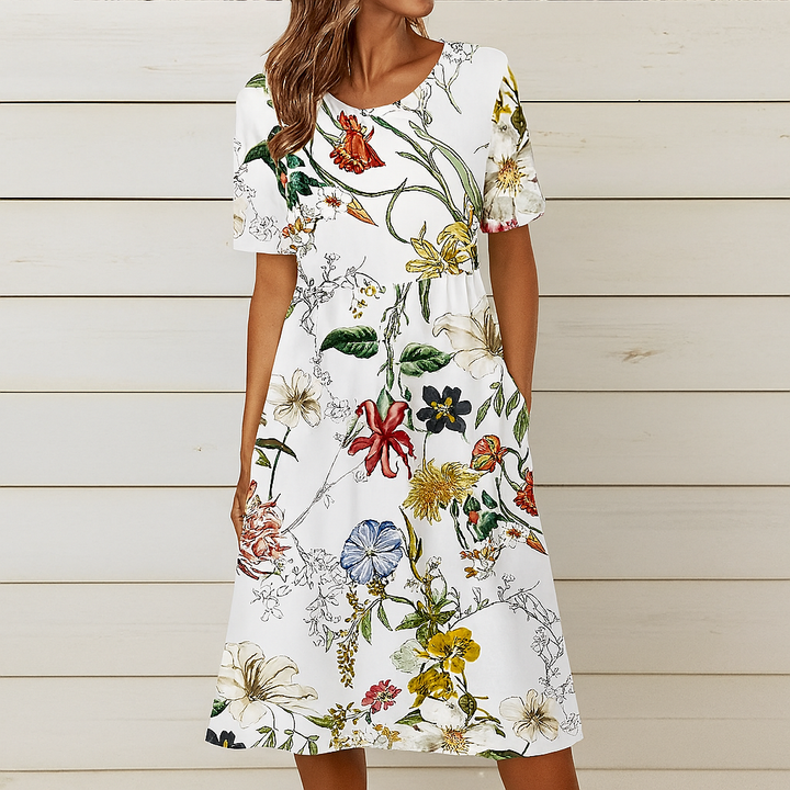 Sommerliches Etuikleid mit Blumenprint
