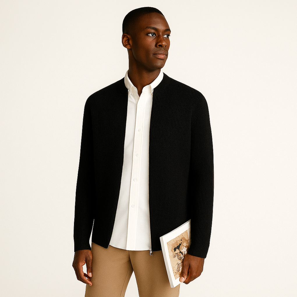 Herren-Strickjacke mit Reißverschluss und lässiger Passform