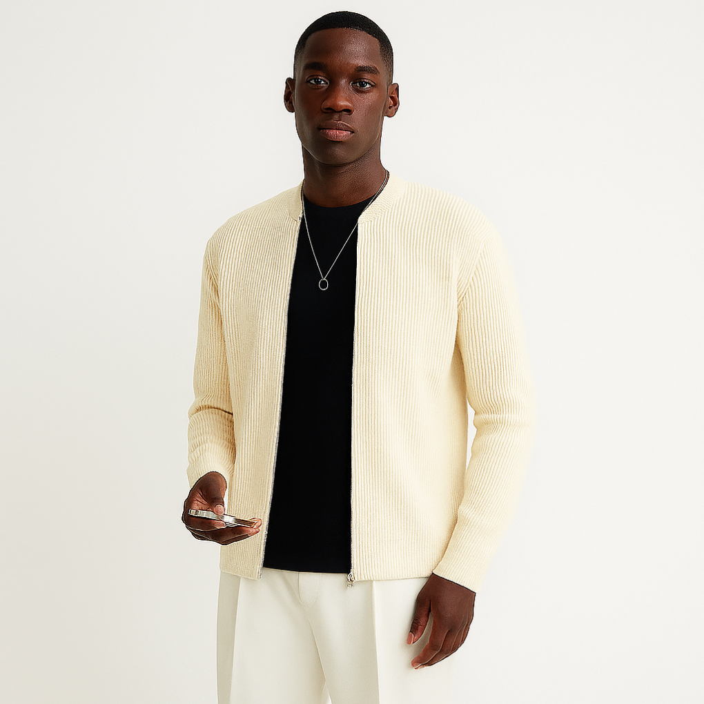 Herren-Strickjacke mit Reißverschluss und lässiger Passform