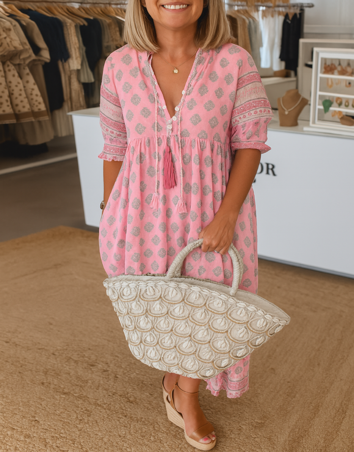 Bohemian-Kleid mit Laternenärmeln
