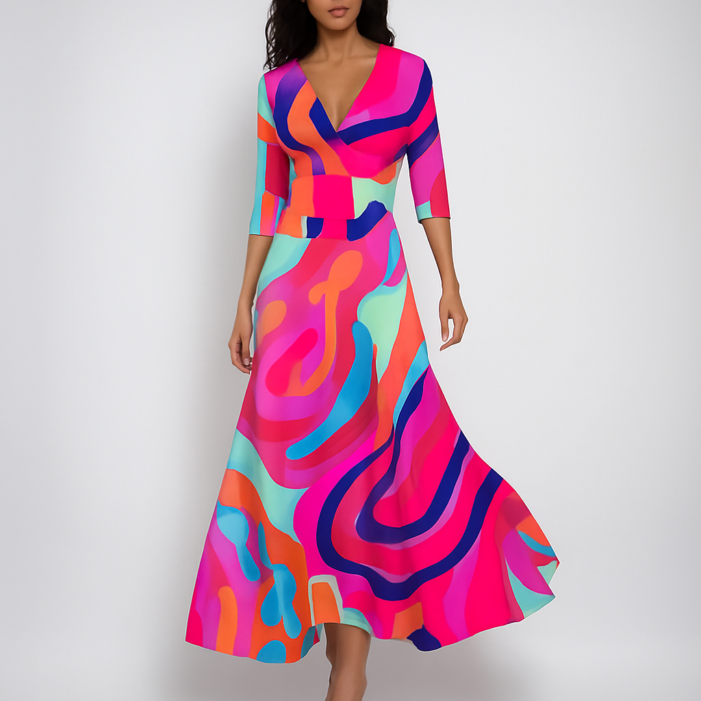 Sommertaugliches Maxikleid im Bohemian-Stil mit V-Ausschnitt