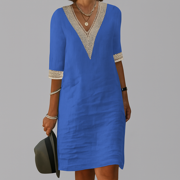 Modisches Sommerkleid aus Leinen für Damen
