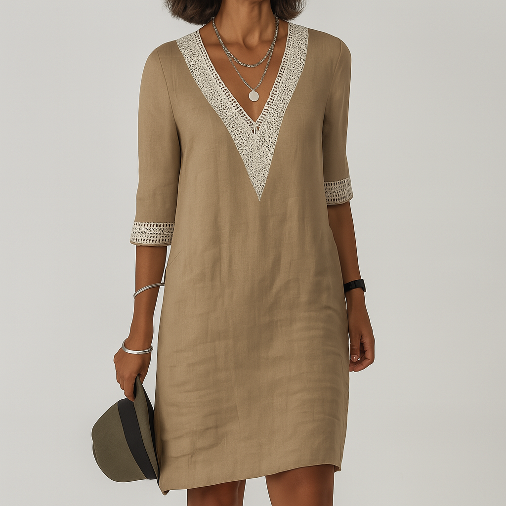 Modisches Sommerkleid aus Leinen für Damen