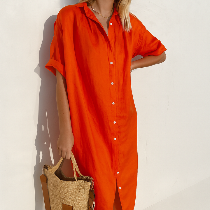 Damen Klassisches Hemdkleid mit Knopfleiste