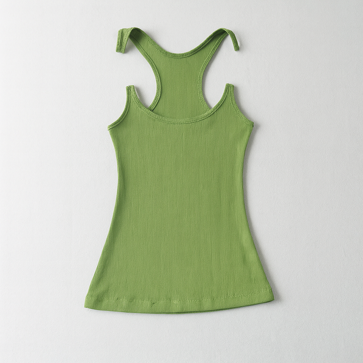 Damen Tank-Top mit unsichtbaren Trägern und Rippstrick