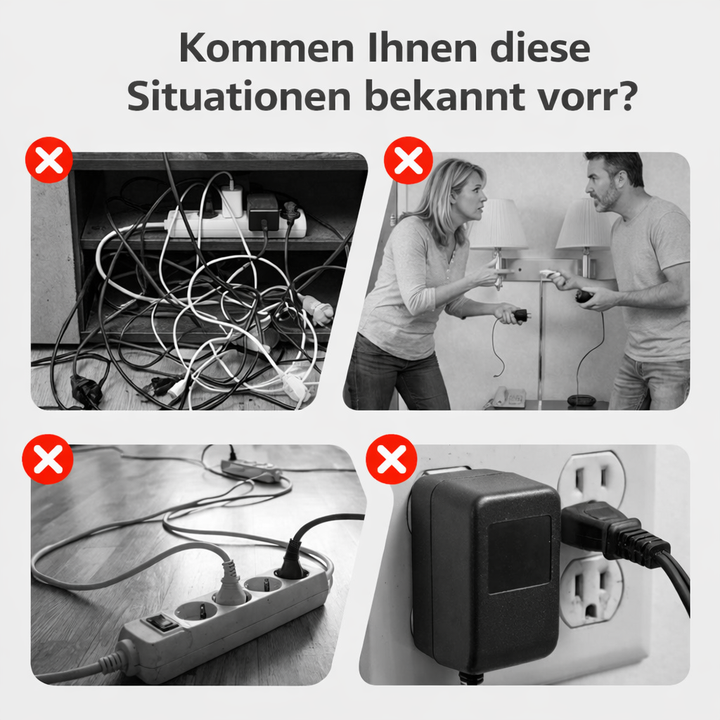 Steckdosenleiste mit USB und Schaltern | Mehrfachsteckdosen-Überspannungsschutz 2500 W