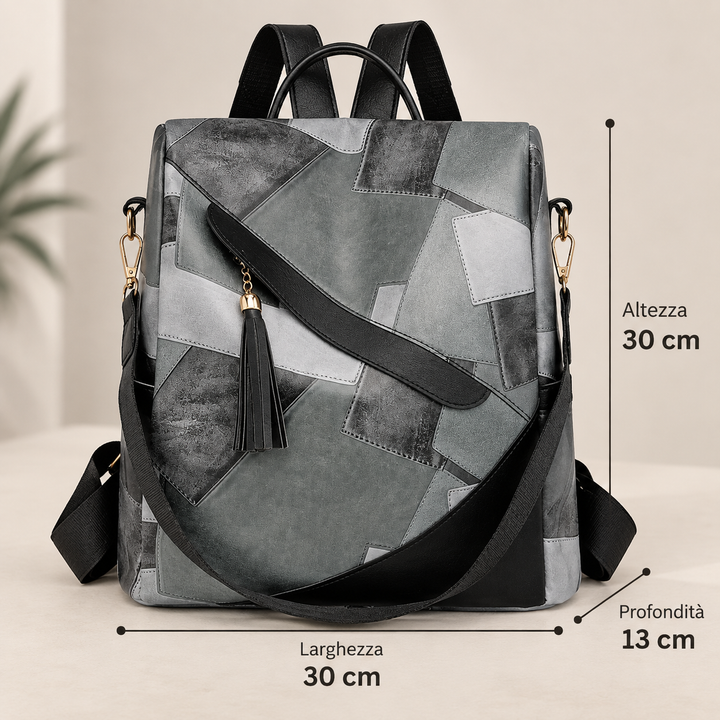 Karierter diebstahlsicherer Rucksack mit mehreren Taschen