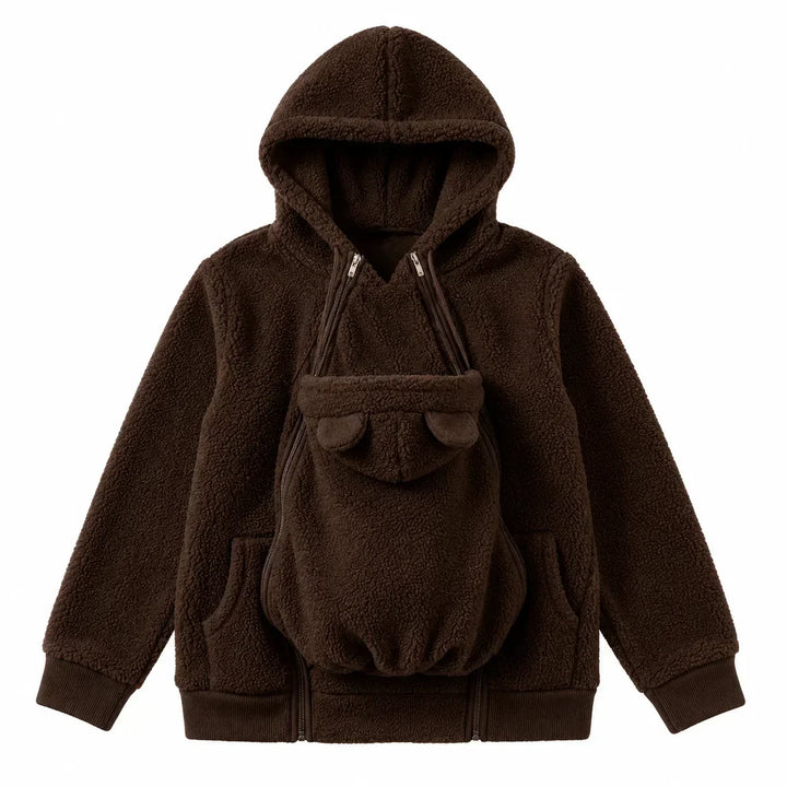 Kuscheliger Fleece-Kapuzenpullover zum Babytragen mit Fronttasche