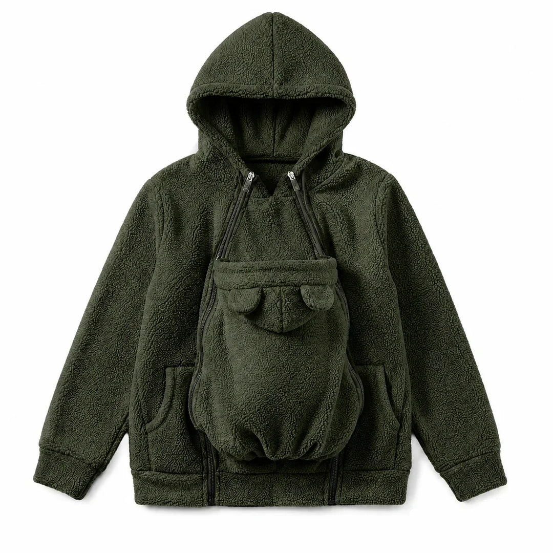 Kuscheliger Fleece-Kapuzenpullover zum Babytragen mit Fronttasche