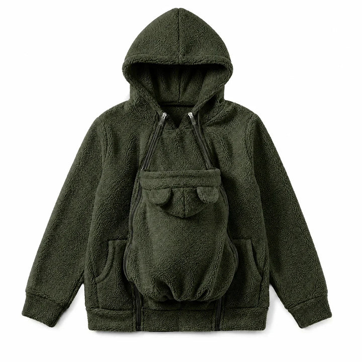Kuscheliger Fleece-Kapuzenpullover zum Babytragen mit Fronttasche