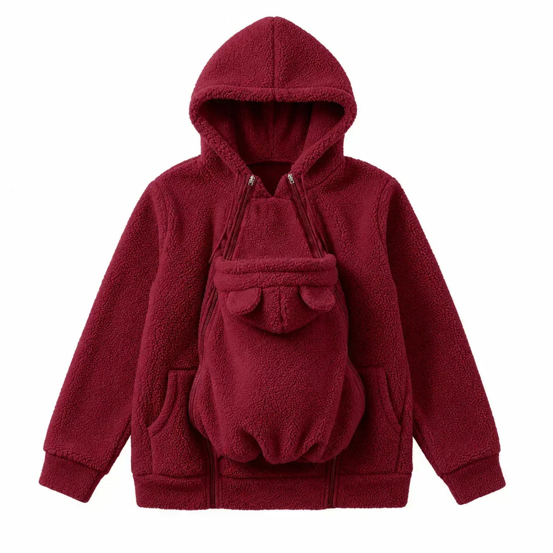 Kuscheliger Fleece-Kapuzenpullover zum Babytragen mit Fronttasche