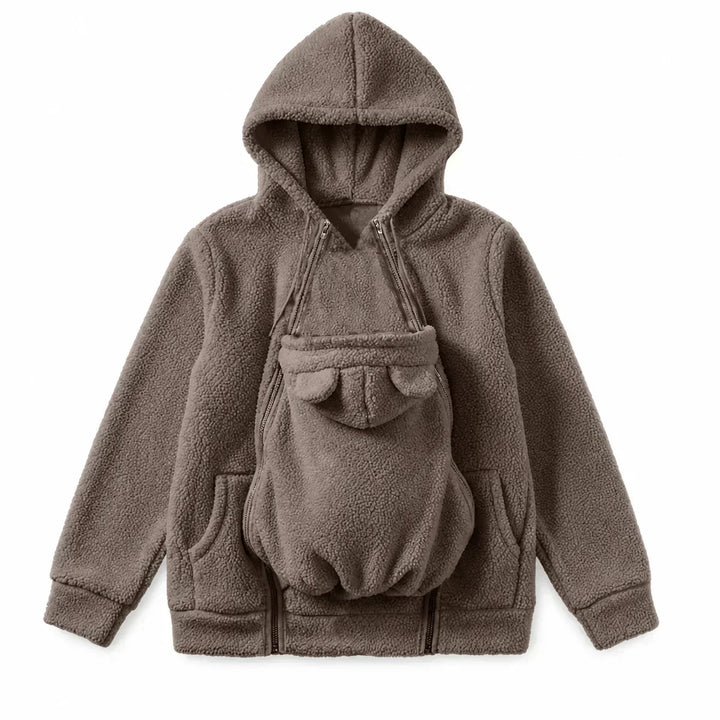 Kuscheliger Fleece-Kapuzenpullover zum Babytragen mit Fronttasche