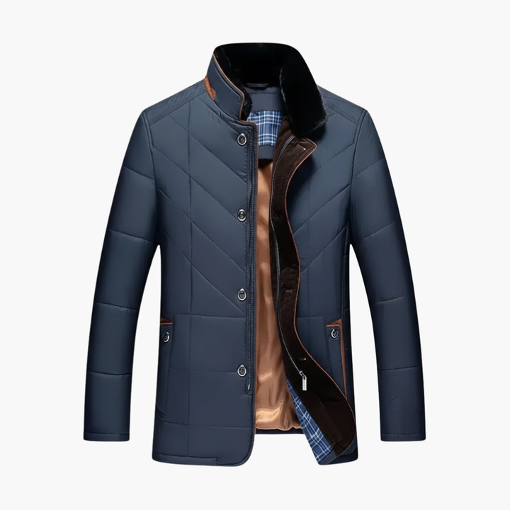 Herren Steppjacke mit Knopfverschluss – Stehkragen-Oberbekleidung