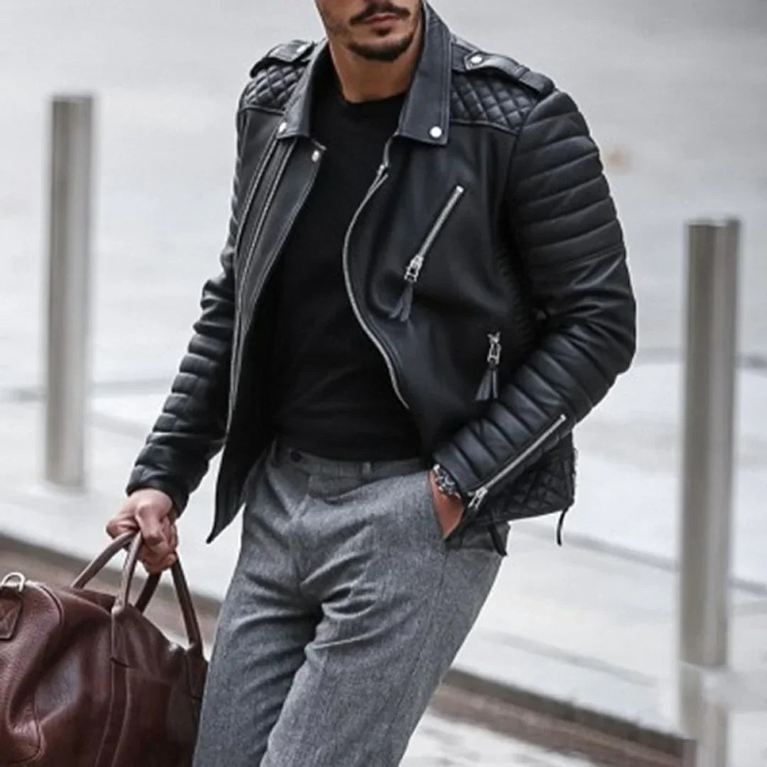 Zeitlose und robuste Herren-Lederjacke