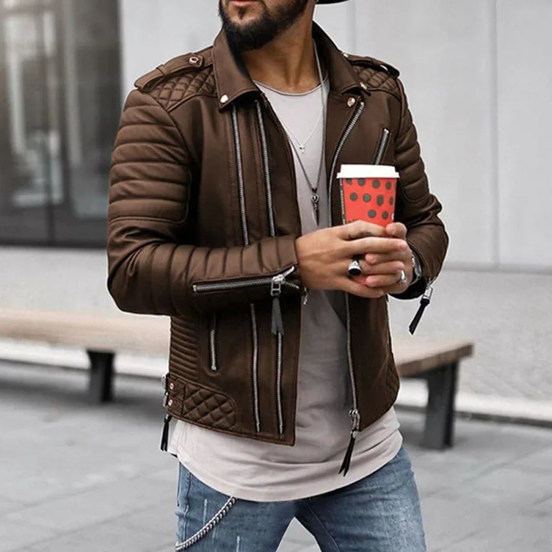 Zeitlose und robuste Herren-Lederjacke