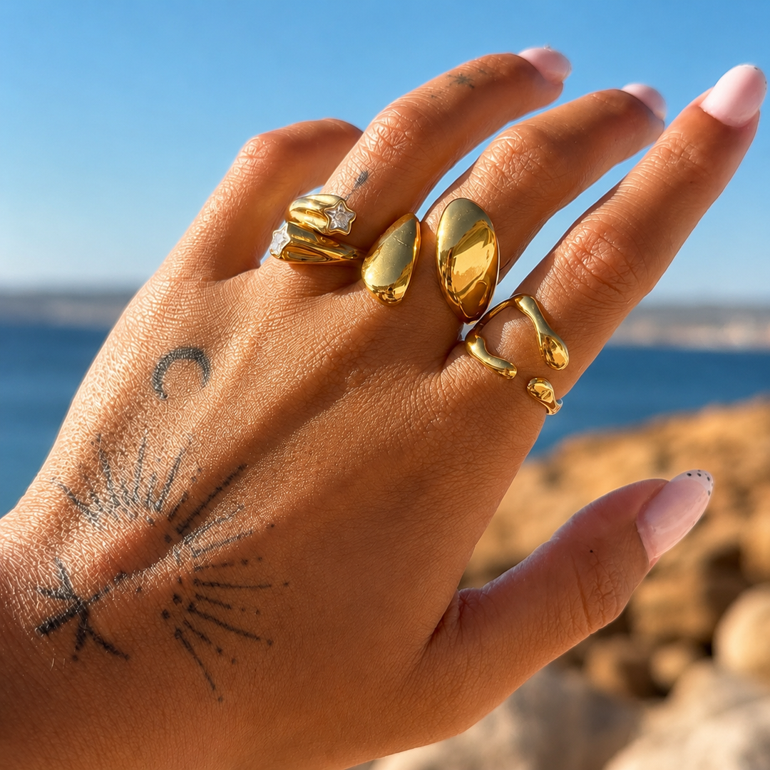 Drift – verstellbarer offener Ring – organisches Wellendesign