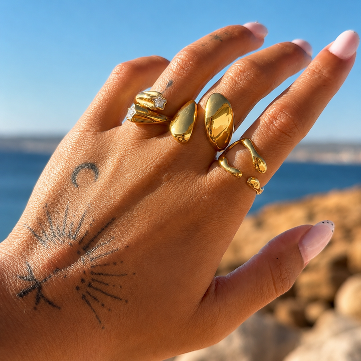 Drift – verstellbarer offener Ring – organisches Wellendesign
